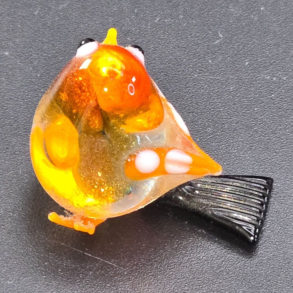 Handcrafted Miniature Glass Bird Figurine Orange & Black HS203 - Picture 4 of 10